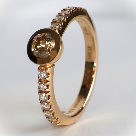         Roségold, Ringe, Jochen Pohl JOCHEN POHL Ring 750/- RG Diamanten im Brillant Schliff "Fancy Brown" 0,34 ct und 0,2 ct RW 54,5 # T601