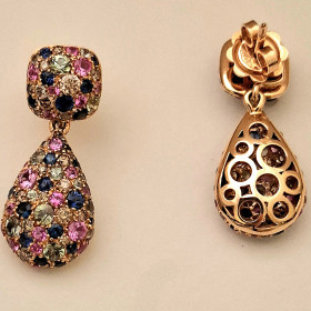         Roségold, Ohrringe, Catherine Sauvage Ohrstecker mit herausnehmbarem Einhänger 004-4949