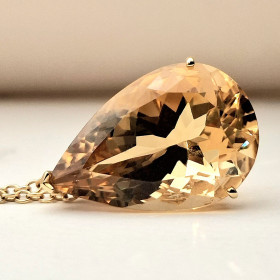         Gelbgold, Halsschmuck, Catherine Sauvage Anhänger mit Kette 004-5085 750/-GG mit 1 Citrin-Tropfen Kettenlänge: ca. 43 cm 004-5085