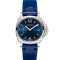Leder, Edelstahl, Blau