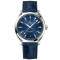 Leder, Edelstahl, Blau