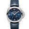 Leder, Edelstahl, Blau