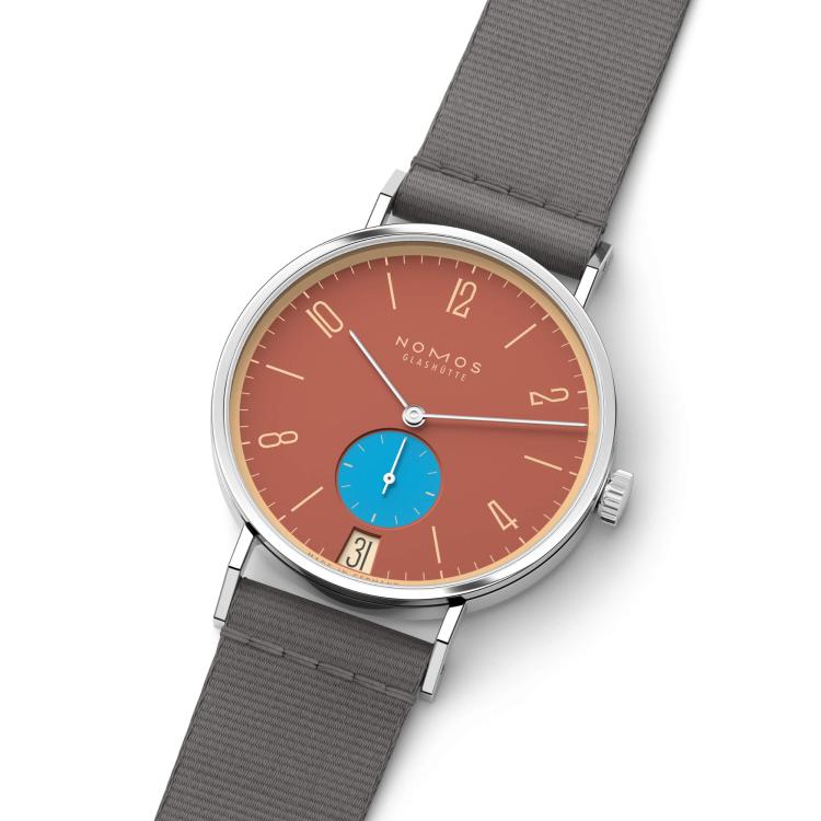 NOMOS Glashütte Tangente 38 Datum Ziegelblau  - Bild 6 