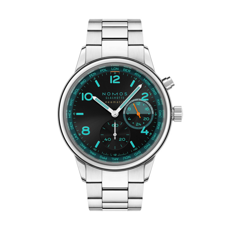 Automatik, Damenuhr- und Herrenuhruhr,  NOMOS Glashütte Club Sport Neomatik Weltzeit Trace 