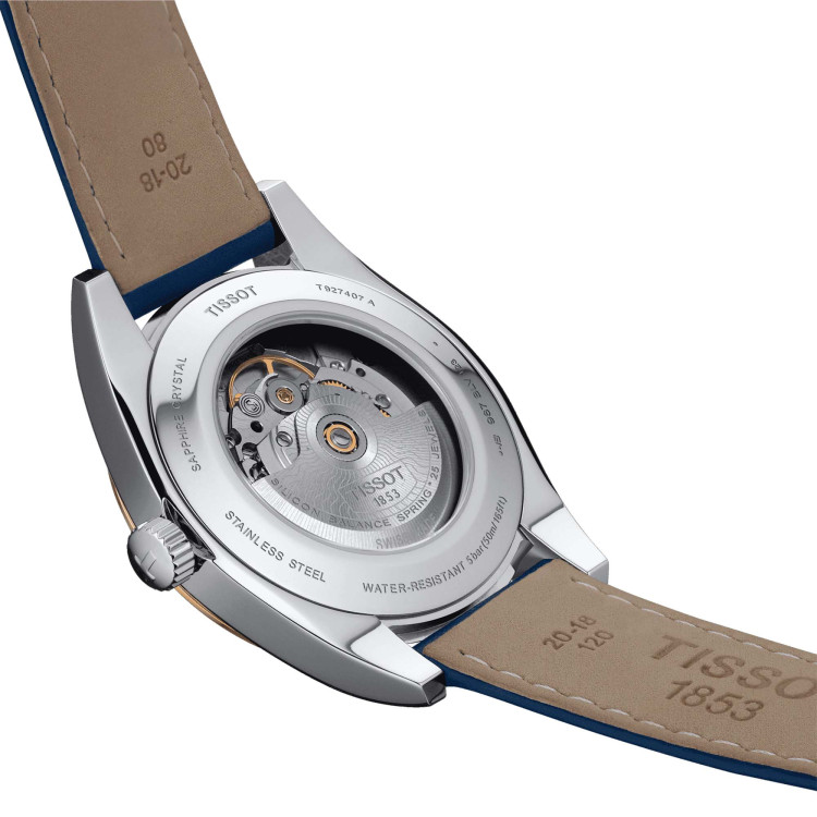 Tissot Gentleman Powermatic 80 Silicium 18K Goldlünette - Bild 5 