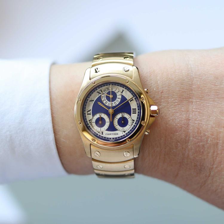 Damenuhr, Quarzwerk,  Cartier Cartier Santos Ronde 