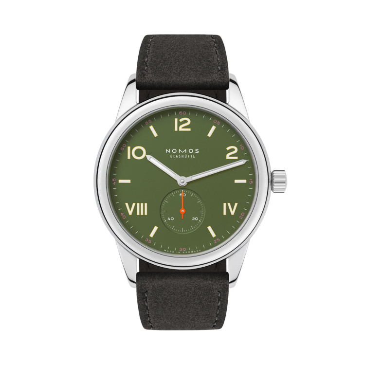 Handaufzug, Damenuhr- und Herrenuhruhr,  NOMOS Glashütte Club Campus 38 All Olive 