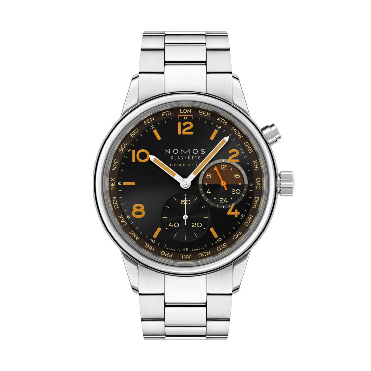 Automatik, Damenuhr- und Herrenuhruhr,  NOMOS Glashütte Club Sport Neomatik Weltzeit Grid 