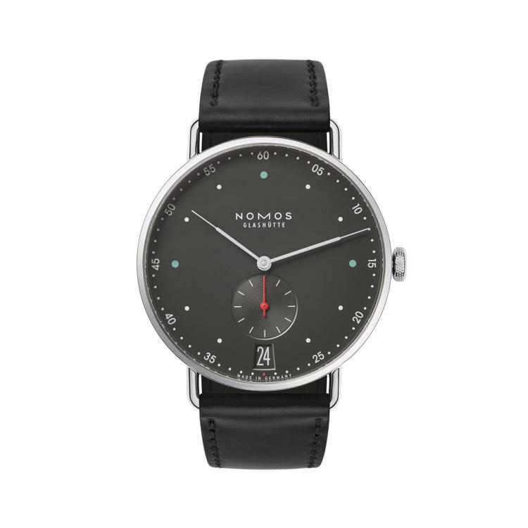 Unisex, Handaufzug,  NOMOS Glashütte Metro 38 Datum stadtschwarz 