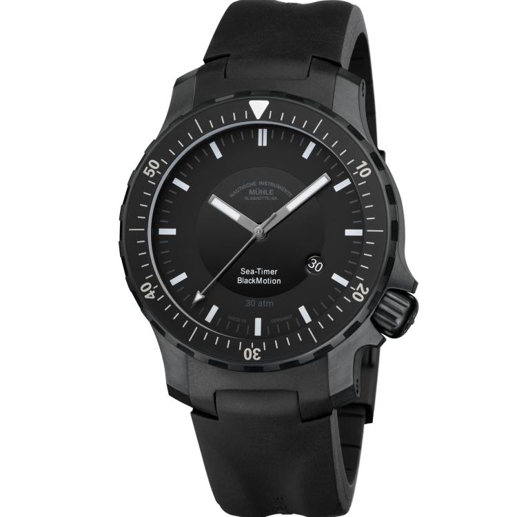 Herrenuhr, Automatik,  Mühle Glashütte Sea-Timer Blackmotion 