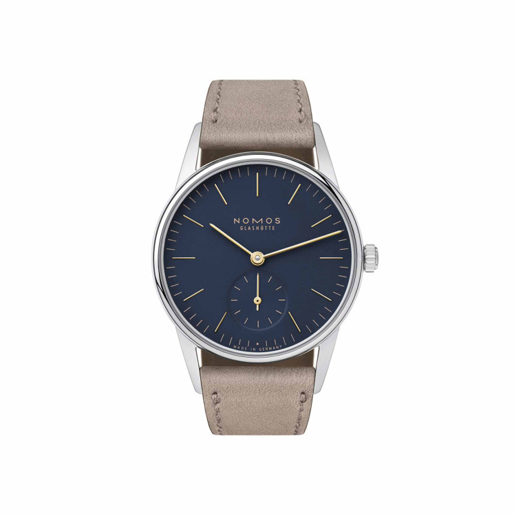Handaufzug, Damenuhr,  NOMOS Glashütte Orion 33 nachtblau 