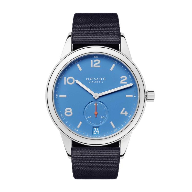 Unisex, Automatik,  NOMOS Glashütte Club Automat Datum signalblau 