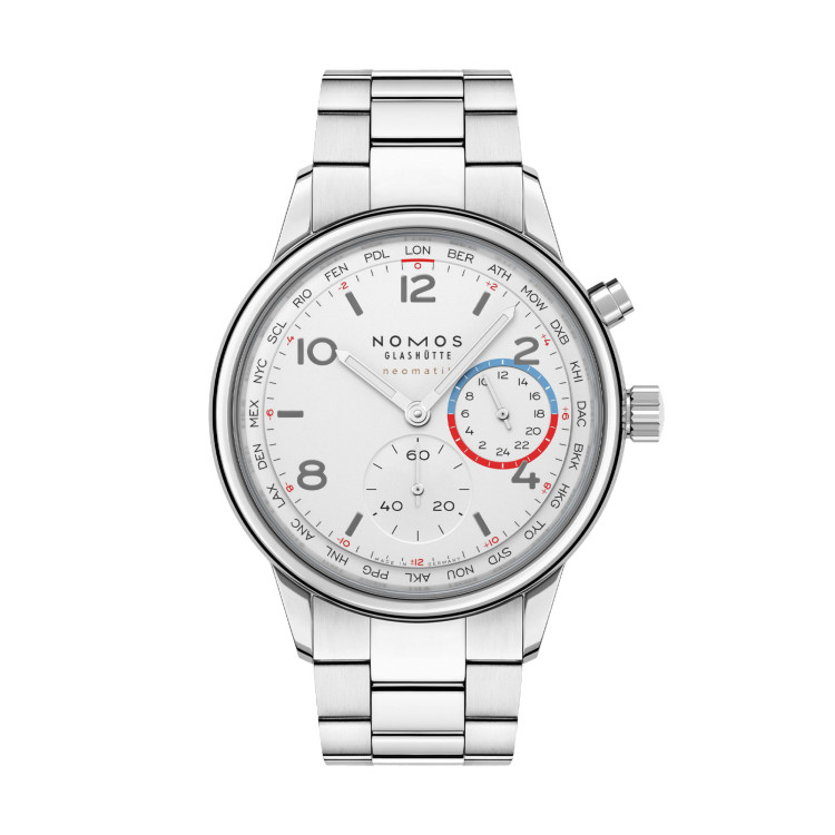 Automatik, Damenuhr- und Herrenuhruhr,  NOMOS Glashütte Club Sport Neomatik Weltzeit 