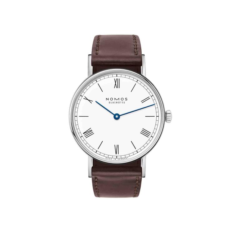 Damenuhr, Handaufzug,  NOMOS Glashütte Ludwig 33 Duo emailleweiß 