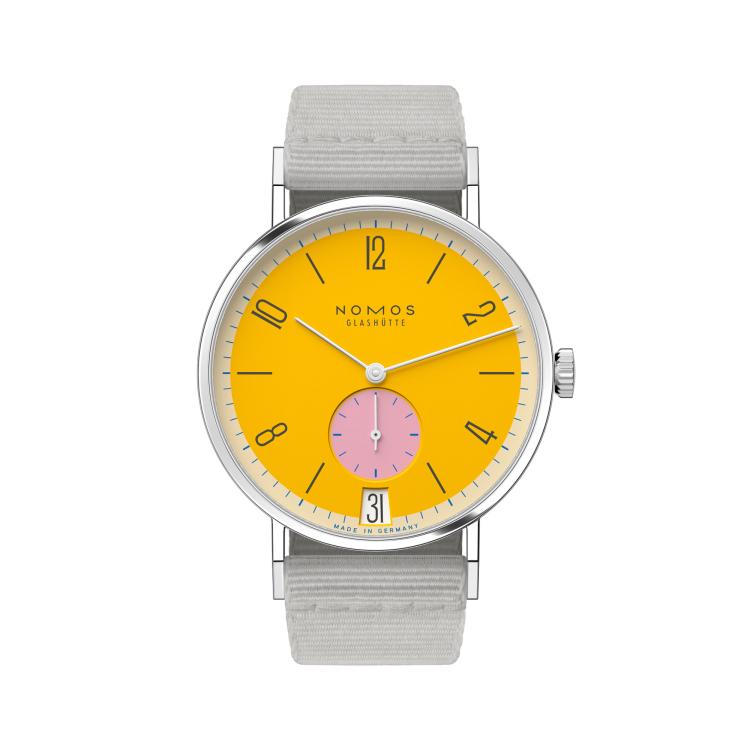 Unisex, Handaufzug,  NOMOS Glashütte Tangente 38 Datum Katzengold  