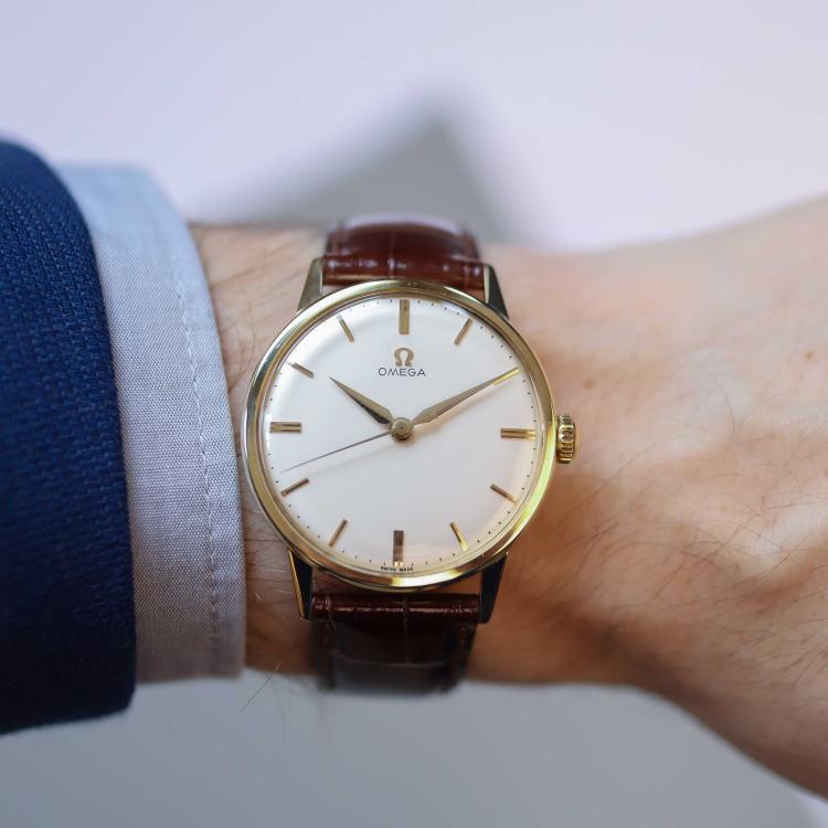 Handaufzug,  Blome Preowned-Uhren Omega Klassik Vintage Gelbgold 