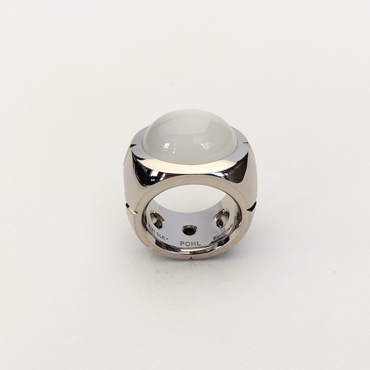 Jochen Pohl JOCHEN POHL Ring 750/- WG Mondstein Cabochon 12,37 ct RW 54,5 - Bild 4 
