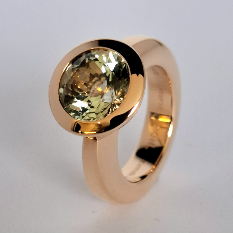 Ringe, Roségold,  Jochen Pohl JOCHEN POHL Ring 750/- RG Turmalin gelbgrün 4,54 ct RW 54 