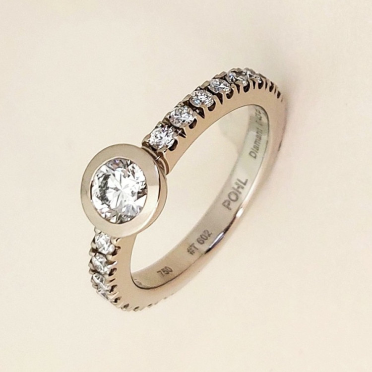 Ringe, Weißgold,  Jochen Pohl JOCHEN POHL Ring 750/-WG Diamanten im Brillantschliff 0,43 ct + 0,44 ct G IF RW 54,5 