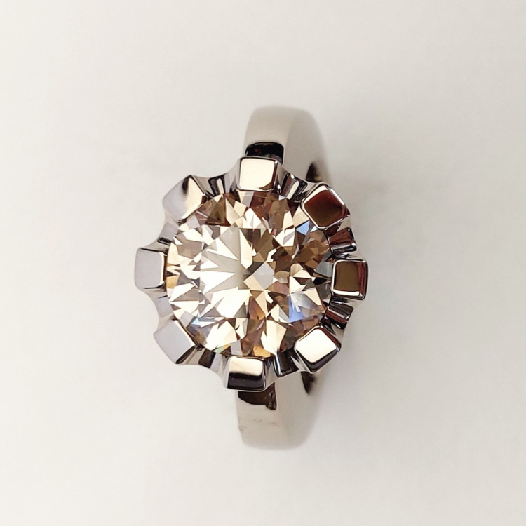 Ringe, Weißgold,  Jochen Pohl JOCHEN POHL Ring 750/- WG Diamant im "Old Mine" Schliff 5,08 ct RW 54 