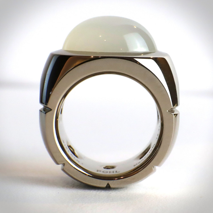 Jochen Pohl JOCHEN POHL Ring 750/- WG Mondstein Cabochon 12,37 ct RW 54,5 - Bild 3 