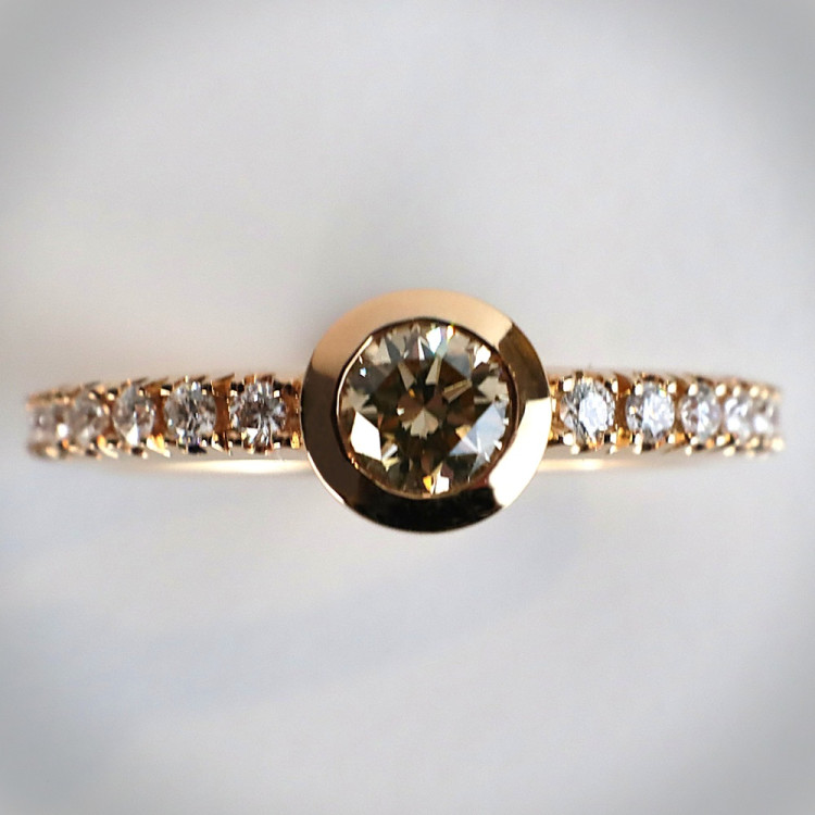 Jochen Pohl JOCHEN POHL Ring 750/- RG Diamanten im Brillant Schliff "Fancy Brown" 0,34 ct und 0,2 ct RW 54,5 - Bild 4 