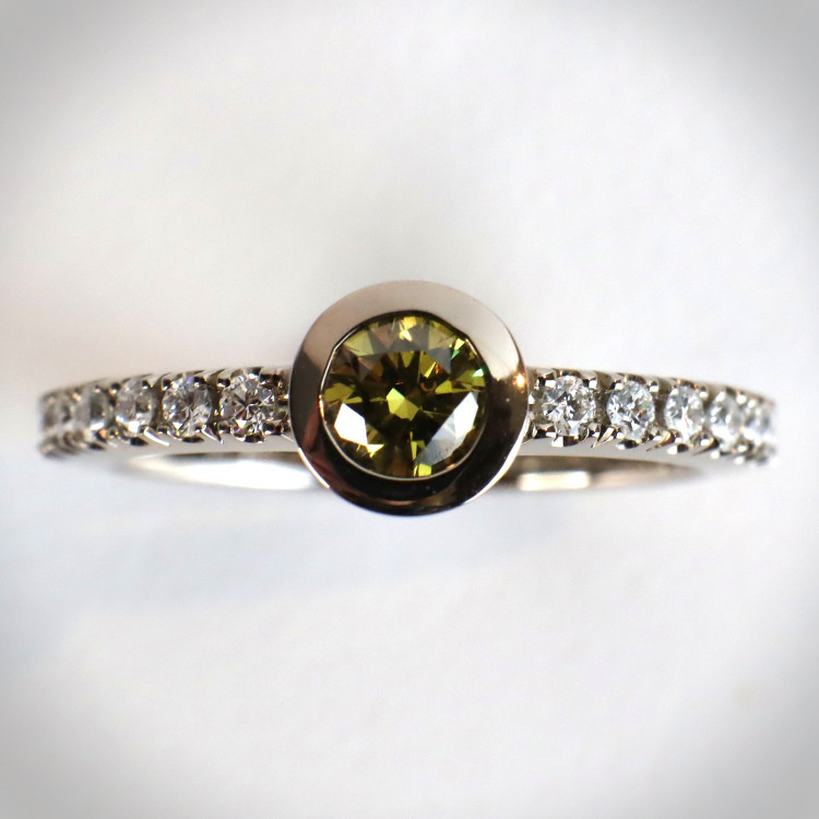Jochen Pohl JOCHEN POHL Ring 750/-WG Diamanten im Brillantschliff "Fancy Brown" 0,33 ct + 0,2ct G IF RW 54,5 - Bild 4 