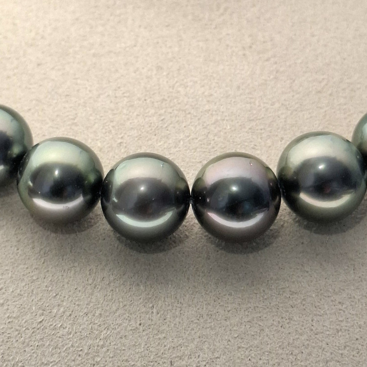 Catherine Sauvage Tahiti-Zuchtperlkette 502-5639 rund peacock 39 Perlen, Länge ca.43 cm - Bild 3 