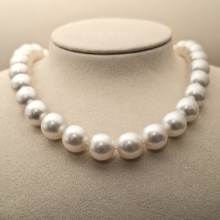 Halsschmuck,  Catherine Sauvage Südsee-Zuchtperlkette 501-9118 rund weiß-rosé 35 Perlen, Länge ca. 43 cm 