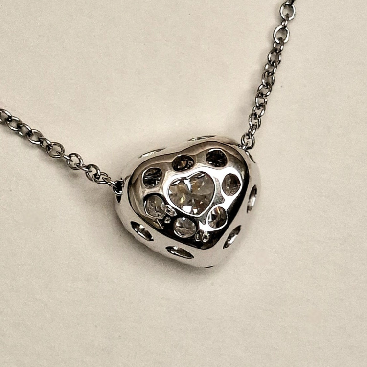 Catherine Sauvage Collier 004-5053 750/-WG mit Diamant Herz-Anhänger F/VS2 und G/VS - Bild 4 