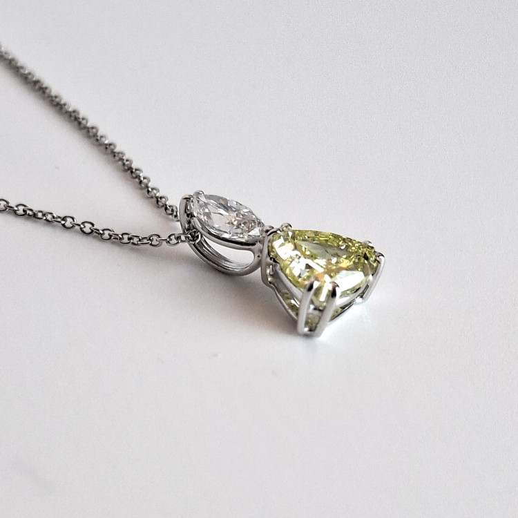 Catherine Sauvage Collier 004-5029 750/-WG 1 Diamant G/VS und 1 Diamant fancy yellow SI2 Kettenlänge ca. 44 cm - Bild 3 