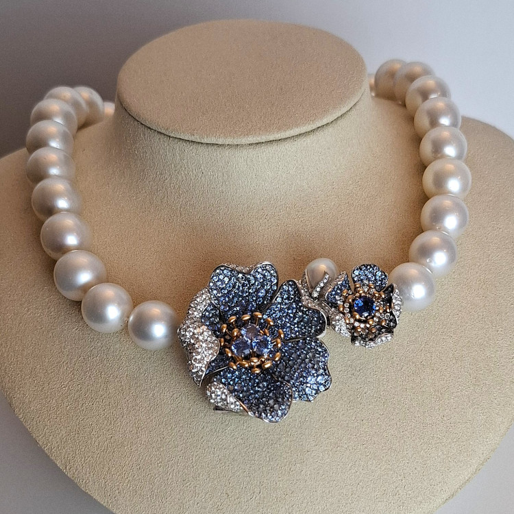 Halsschmuck,  Catherine Sauvage Perlenkette 501-7633 Südsee-Zuchtperlen  L: ca.40cm (Ohne Blüten-Schließe) 